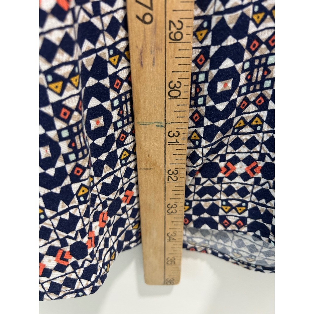HM Sleeveless Geometric Tribal Print Shift Mini Dress Navy Orange Size 6 - Picture 5 of 9